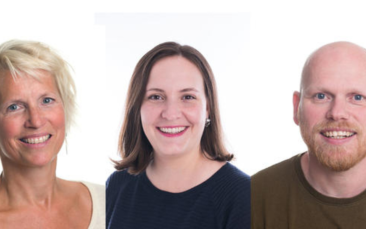 Iselin Marstrander, Leticia Nogueira og Bj&oslash;rn Vidar Vangelsten bidrar p&aring; og til Innsikt. Foto: Morten Ovesen og Karoline O. A. Pettersen